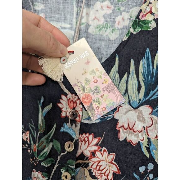 Johnny Was Workshop Easy Linen Jumpsuit Women's‎ size Small black floral NWTs - Picture 6 of 12